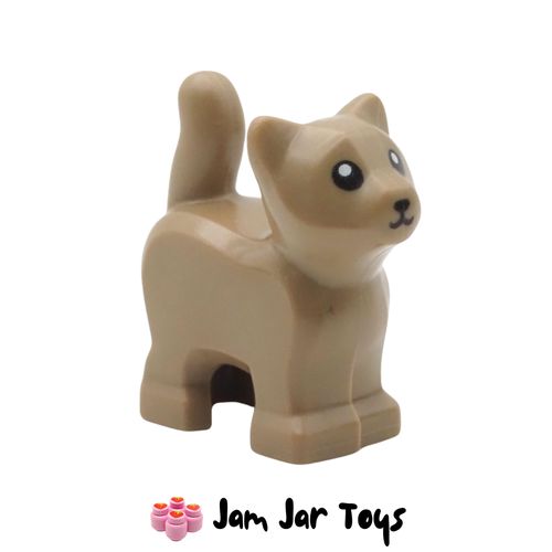 LEGO Dark Tan Cat / Kitten, Short Tail, Black Eyes / Nose