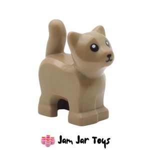 LEGO Dark Tan Cat / Kitten, Short Tail, Black Eyes / Nose