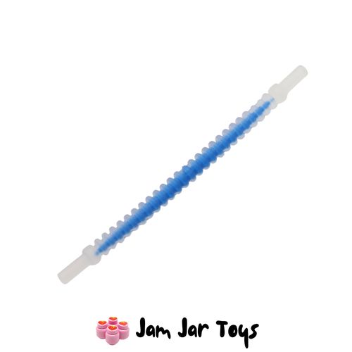 LEGO Trans-Clear Flexible Ribbed Hose 8mm Ends 10L Blue Centre