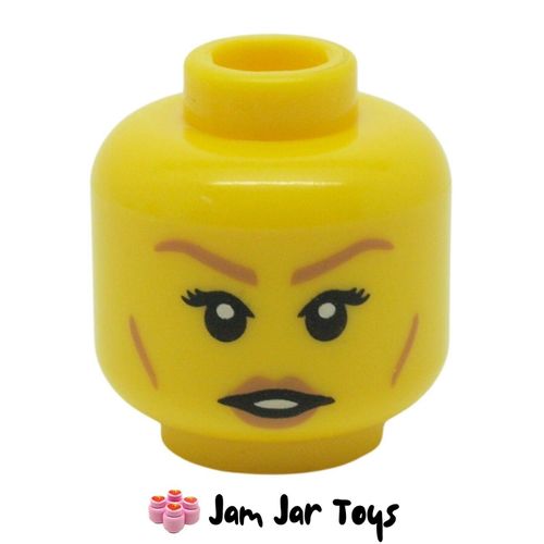 LEGO Head Medium Nougat Eyebrows Cheek Lines Open Lips
