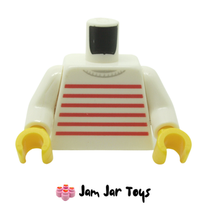 LEGO® White Sweater Torso with Thin Red Horizontal Stripes. T13
