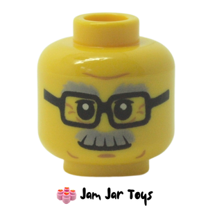 LEGO® Chuck Head Rectangular Glasses Grey Eyebrows Moustache. FH71