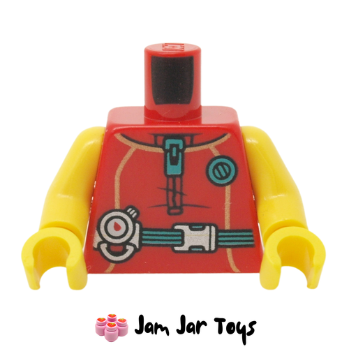 LEGO Mr Tang Torso, Red Wetsuit, Dark Turquoise Belt with Buckle, Zipper and Circle