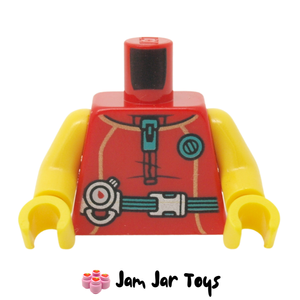 LEGO Mr Tang Torso, Red Wetsuit, Dark Turquoise Belt with Buckle, Zipper and Circle