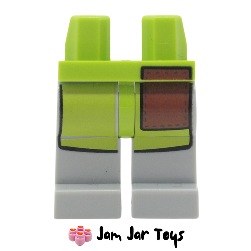 LEGO Light Bluish Grey Legs, Lime Apron, Reddish Brown Pocket.
