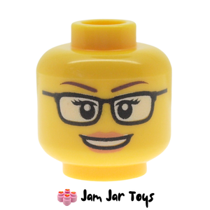 LEGO® Head with Slim eyebrows, Glasses with Thick Edge, Peach Lips FH200