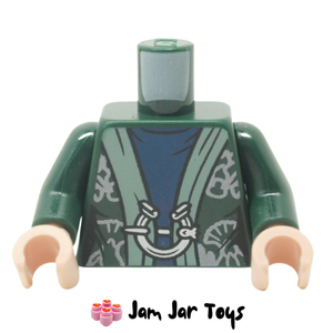 LEGO® Dark Green Robe, Sand Green Trim, Dark Blue Undershirt T181