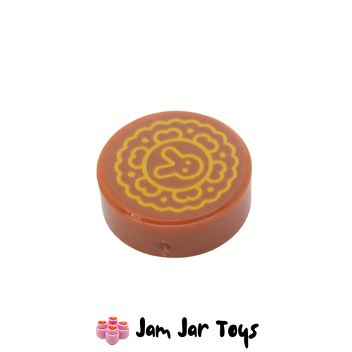 LEGO Dark Orange With Gold Moon Pie 1 x 1 Round Tile