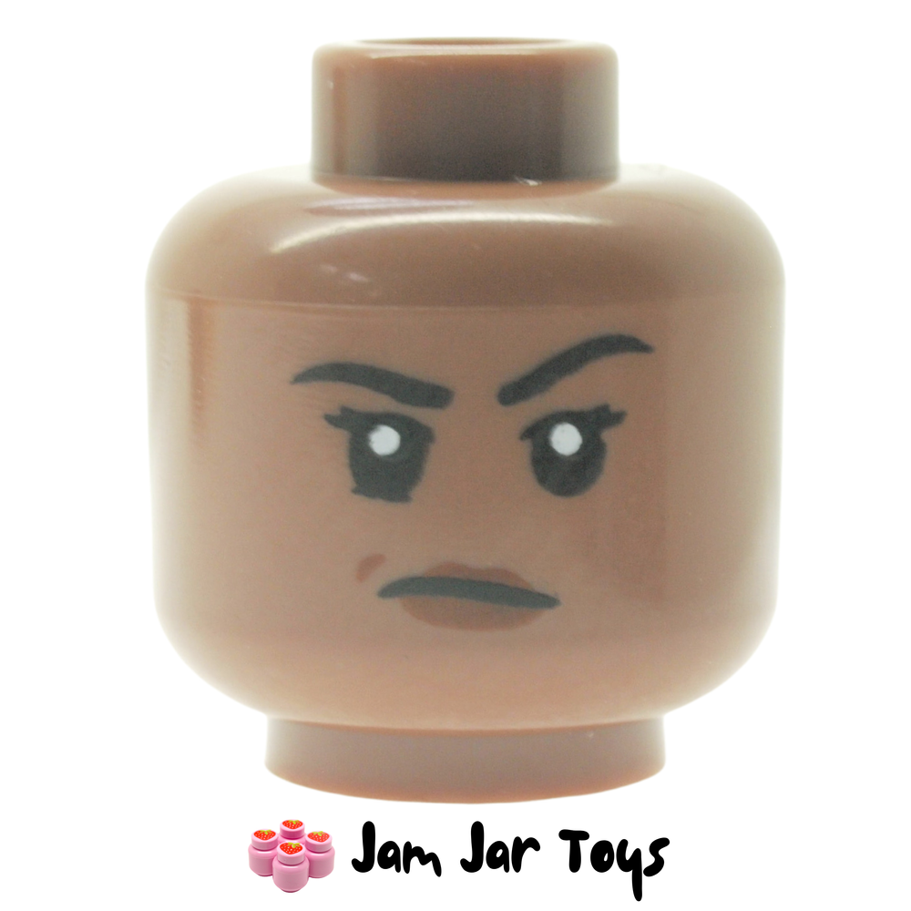 LEGO Ironheart Head, Dark Red Lips, Annoyed