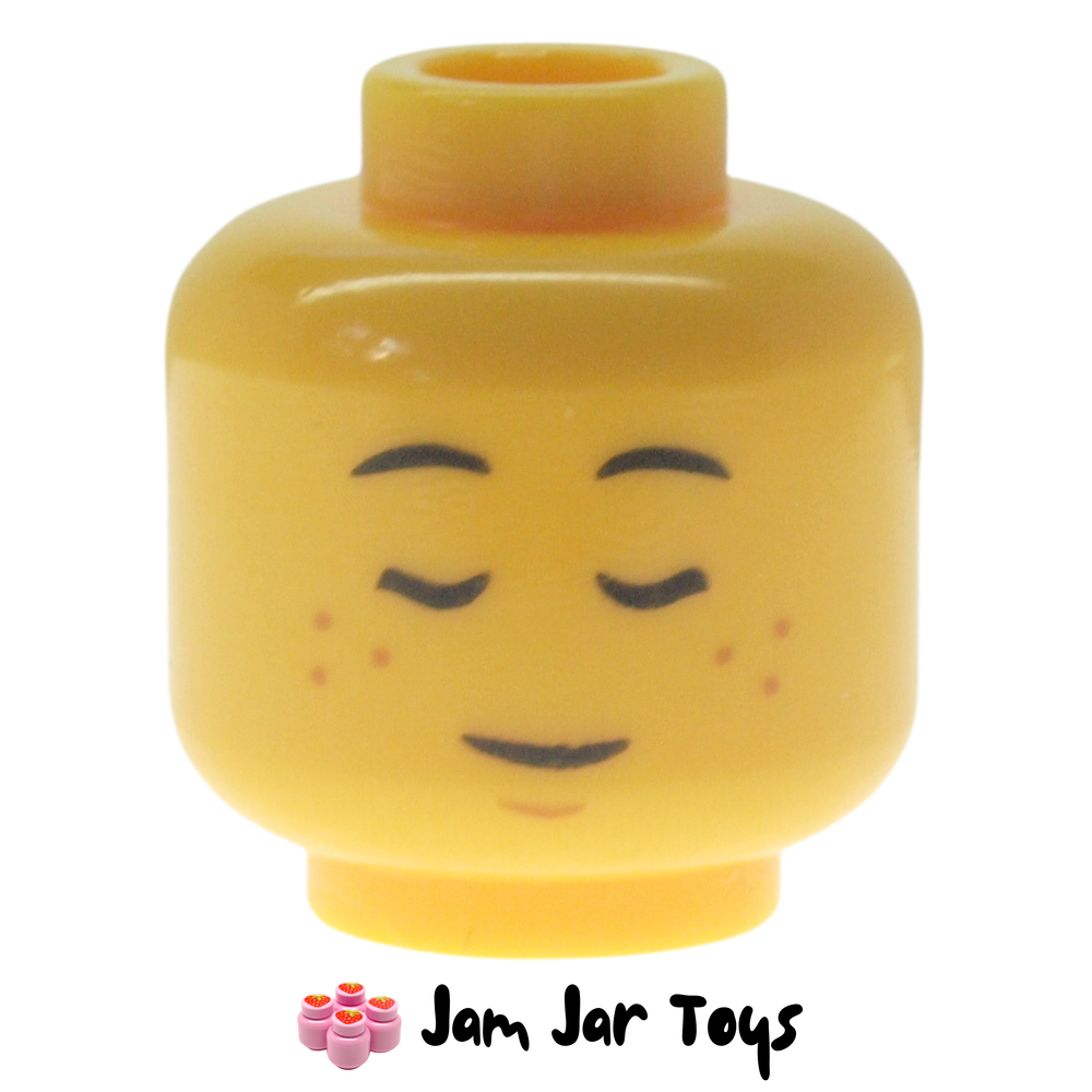 LEGO Dual Sided Girls Head, Freckles, Closed Eyes.