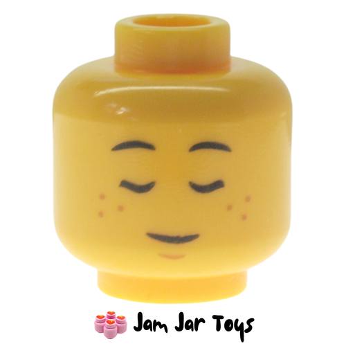 LEGO Dual Sided Girls Head, Freckles, Closed Eyes.