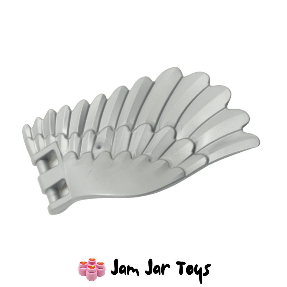 LEGO Flat Silver Wing 4 x 7 Left with Feathers, Clip Handles.