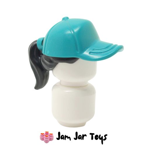 LEGO Dark Turquoise Hat / Cap, Black Ponytail.