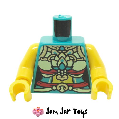 LEGO Dark Turquoise Torso, Gold/Red/Yellowish Green Chinese Decorations.