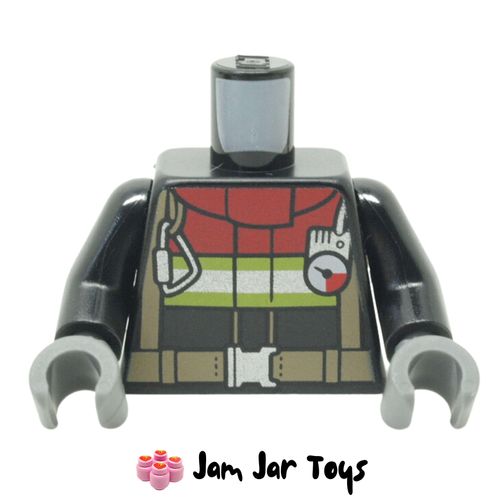 LEGO Torso Fire Jacket, Dark Red Collar, Reflective Stripes / Fire Logo