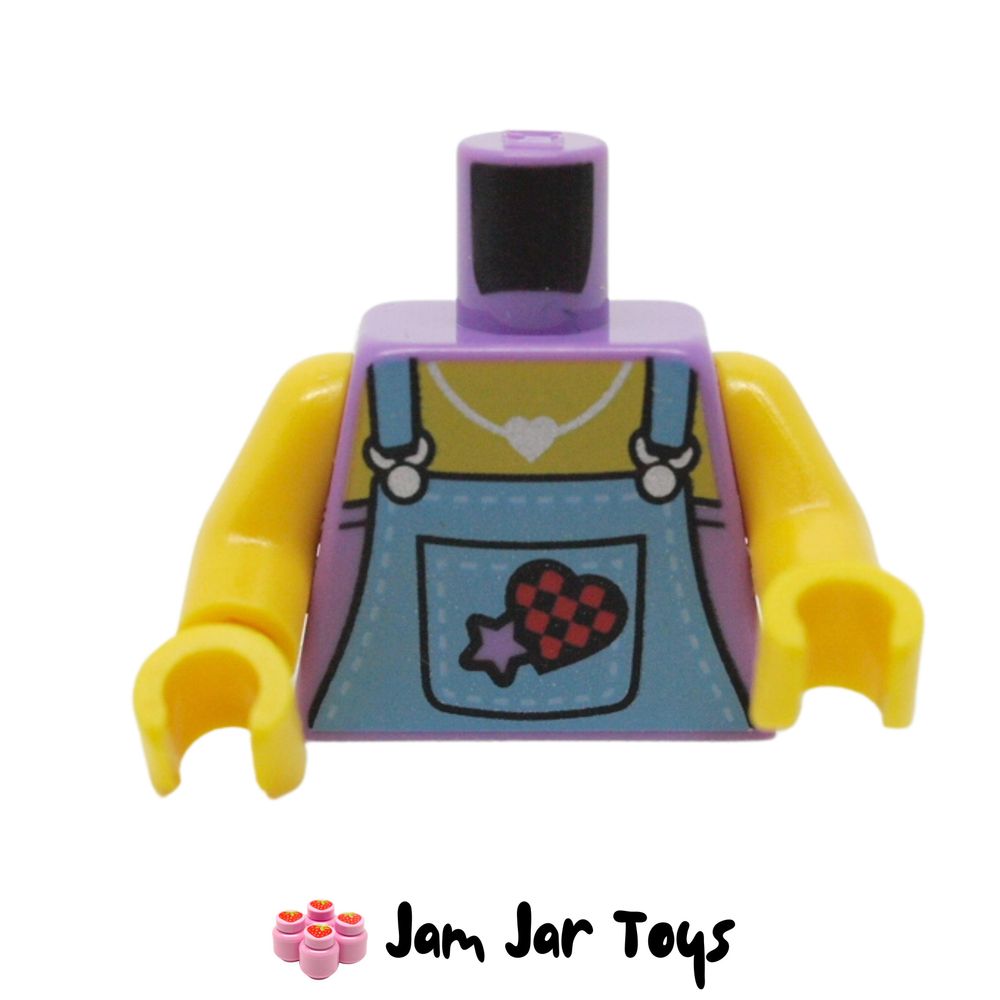 LEGO Medium Lavender Torso, Medium Blue Overall, Lavender Shirt, Heart Patch