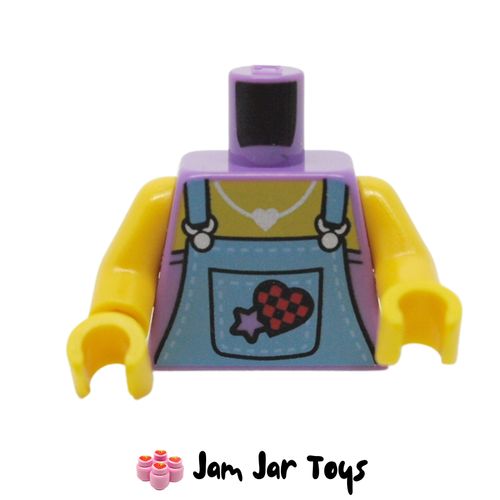 LEGO Medium Lavender Torso, Medium Blue Overall, Lavender Shirt, Heart Patch