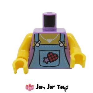 LEGO® Medium Lavender Torso, Medium Blue Overall, Lavender Shirt, Heart Patch TO112