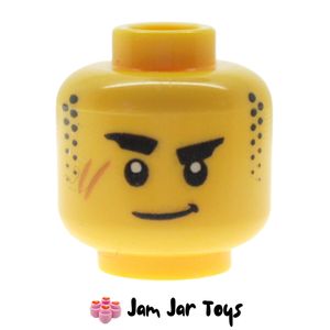 LEGO Arin Head, Thick Raised Eyebrows, Smirk, Stubbles