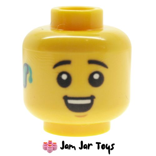 LEGO Head, Eyebrows, Dark Turquoise Hearing Aid, Surprised.