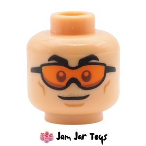 LEGO® Warm Tan Head, Orange Visors, Smiling/Frown. HF152