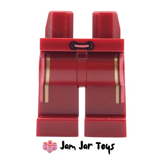 LEGO Dark Red Legs with Coral/Gold Vertical Stripes