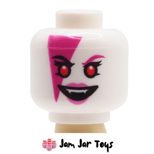 LEGO Never Witch Alien Head, Dual Sided, Pink Eye Shadow, Red Eyes, Fang, Red Triangle