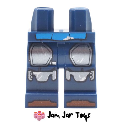 LEGO Dark Blue Mandalorian Legs, Silver Beskar Armour Plates