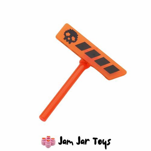 LEGO Trans-Neon Orange Ninjago Gameplayer Label, Black Skull.