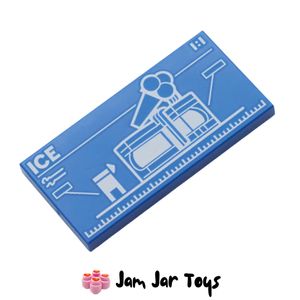 LEGO® Blue Blueprint of Ice-cream Parlour Tile 2 x 4. PT120
