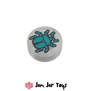 LEGO® Trans-Clear Tile, Dark Turquoise Beetle Round 1 x 1. PT144