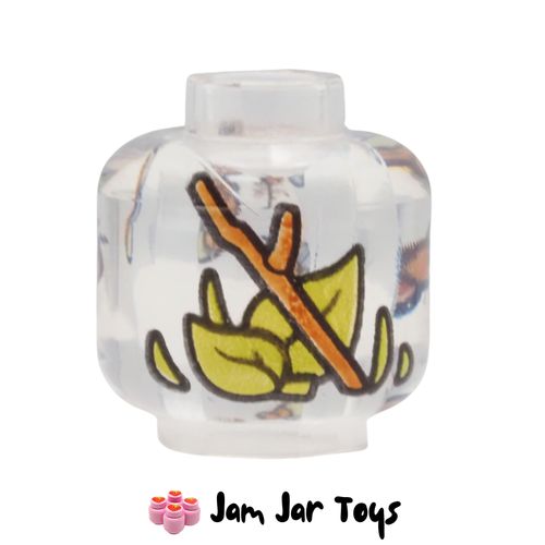 LEGO Trans-Clear Head with Leaves and Sticks.