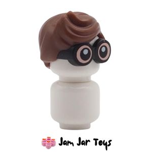 LEGO® Reddish Brown Dick Grayson Wavy Hair, Large Glasses, Eyes. FPH175