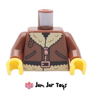 LEGO® Reddish Brown Jacket Torso, Tan Fur, Zip / Belt. TO347