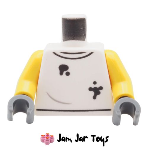 LEGO White Shirt Torso, Black Stains.