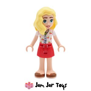 LEGO® Friends Minifigure Matilde, Red Skirt, White Top with Cherries, Dark Orange Shoes. F55
