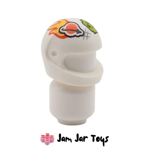 LEGO Standard Helmet – White, Classic Space Logo, Flames & Lime Alien HG357