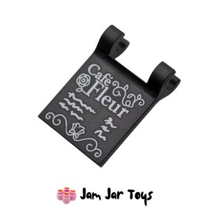 LEGO Black Menu Chalk Board Flag, Cafe Fleur, 2 x 2 Square