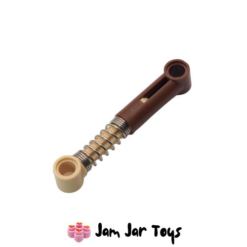 LEGO Reddish Brown Shock Absorber 6.5L, Hard Spring, Tight Coils, Tan Piston Rod