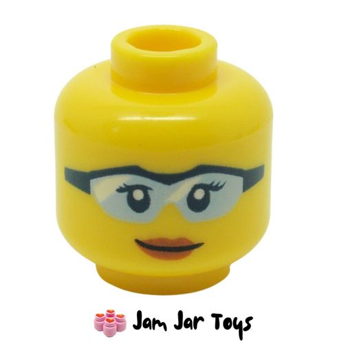 LEGO Head Glasses Blue / Black Frame Peach Lips Smile