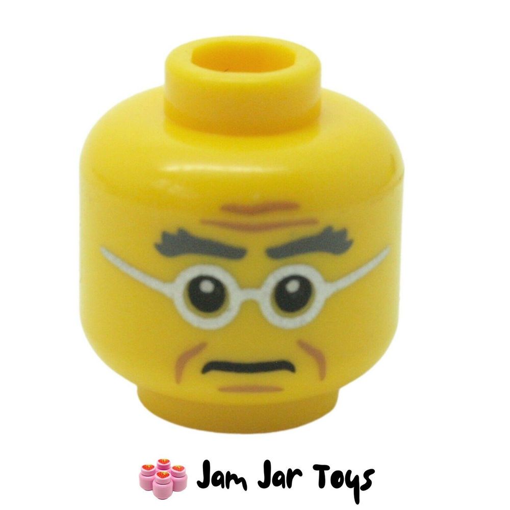 LEGO Judge Head Bushy Grey Eyebrows Wrinkles Glasses