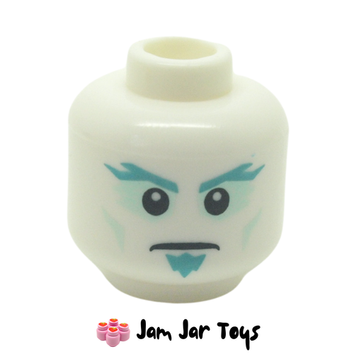 LEGO Head White With Dark Azure Eyebrows / Goatee