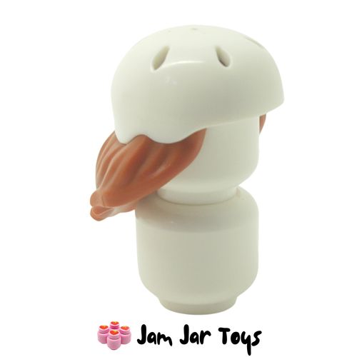 LEGO Bicycle Helmet White Dark Orange Hair Side view