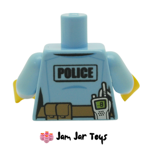 LEGO Police Badge Torso Bright Light Blue Shirt Radio, Rear View