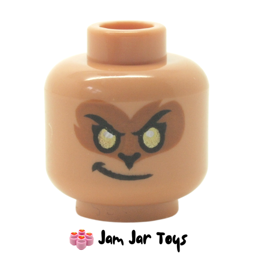 LEGO Head Evil Macaque Smirk Dark Orange / Dark Red Around Eyes