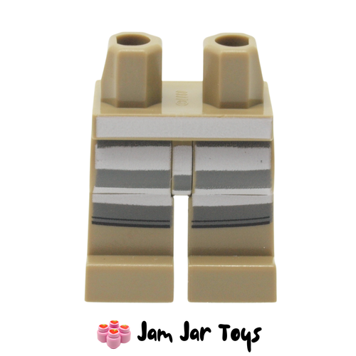 LEGO Dark Tan Legs, Black/White/Grey Stripes