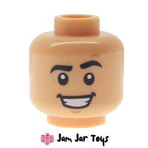 LEGO® Medium Tan Head, Raised Eyebrow, Mean Smile FH198
