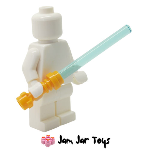 LEGO Star Wars Lightsaber With Flame Yellowish Orange Hilt and Trans Light Blue Wand