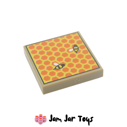 LEGO Dark Tan Honeycomb Beehive 2 x 2 Tile With Two Bees