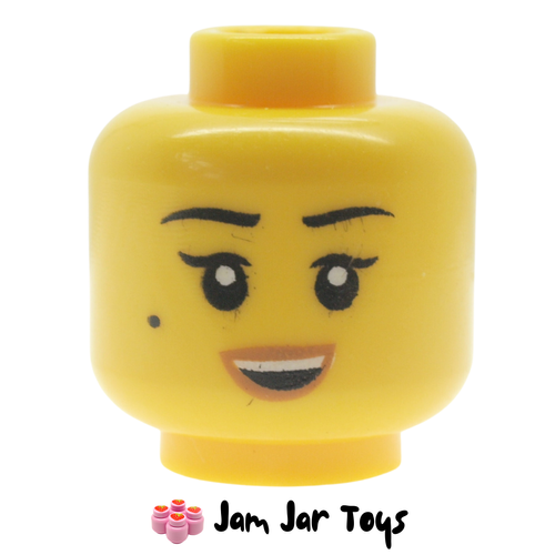 LEGO Nya Head, Dual Sided, Beauty Mark, Dark Tan Lips, Open Mouth Smile